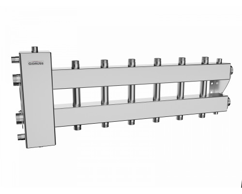 Балансировочный коллектор BMSS-150-7DU (3+3 контура G 1″, боковой контур G 1½″)