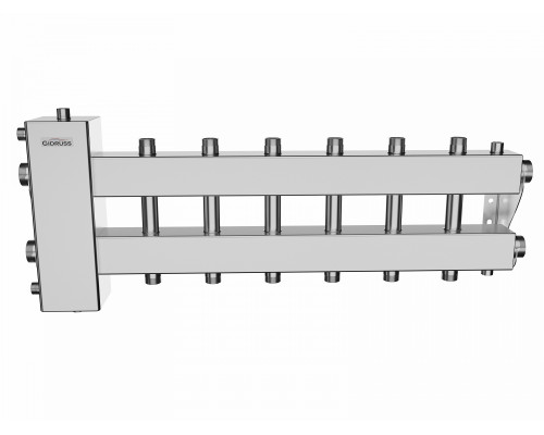 Балансировочный коллектор BMSS-150-7DU (3+3 контура G 1″, боковой контур G 1½″)