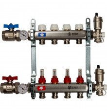 Коллектор из нержавеющей стали в сборе с расходомерами 4 вых.