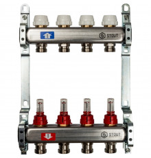 Коллектор из нержавеющей стали с расходомерами 4 вых.