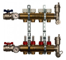 Распределительный коллектор из латуни с расходомерами 4 вых.