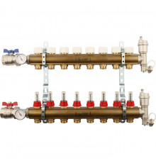 Распределительный коллектор из латуни с расходомерами 8 вых.
