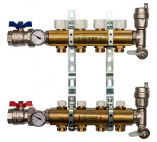 Распределительный коллектор из латуни без расходомеров 4 вых.
