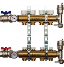 Распределительный коллектор из латуни без расходомеров 4 вых.