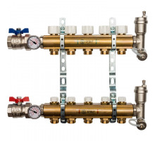 Распределительный коллектор из латуни без расходомеров 5 вых.
