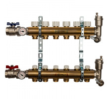 Распределительный коллектор из латуни без расходомеров 6 вых.