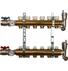 Распределительный коллектор из латуни без расходомеров 6 вых.
