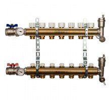 Распределительный коллектор из латуни без расходомеров 7 вых.