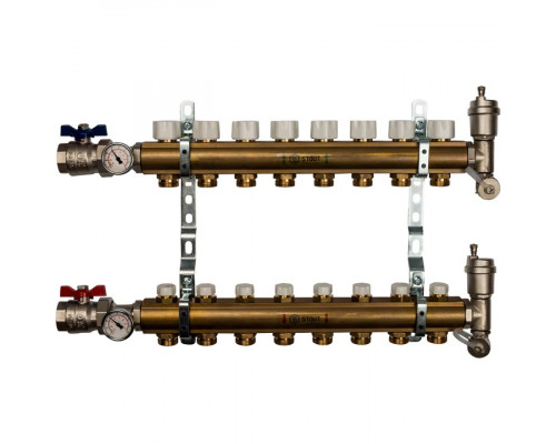 Распределительный коллектор из латуни без расходомеров 8 вых.