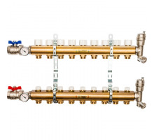 Распределительный коллектор из латуни без расходомеров 9 вых.