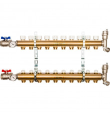 Распределительный коллектор из латуни без расходомеров 10 вых.