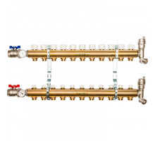 Распределительный коллектор из латуни без расходомеров 11 вых.