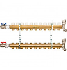 Распределительный коллектор из латуни без расходомеров 11 вых.