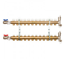 Распределительный коллектор из латуни без расходомеров 12 вых.
