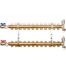 Распределительный коллектор из латуни без расходомеров 12 вых.