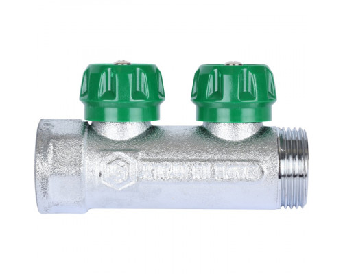 Коллектор регулирующий 1", 2 отвода 1/2" плоское уплотнение